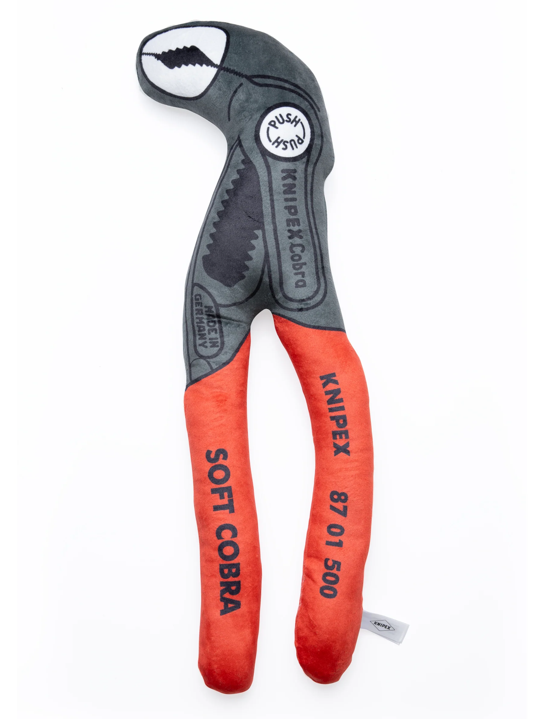 Soft Cobra - flauschige Plüschfigur in Form einer Cobra XS, grauer Kopf und rote Griffe